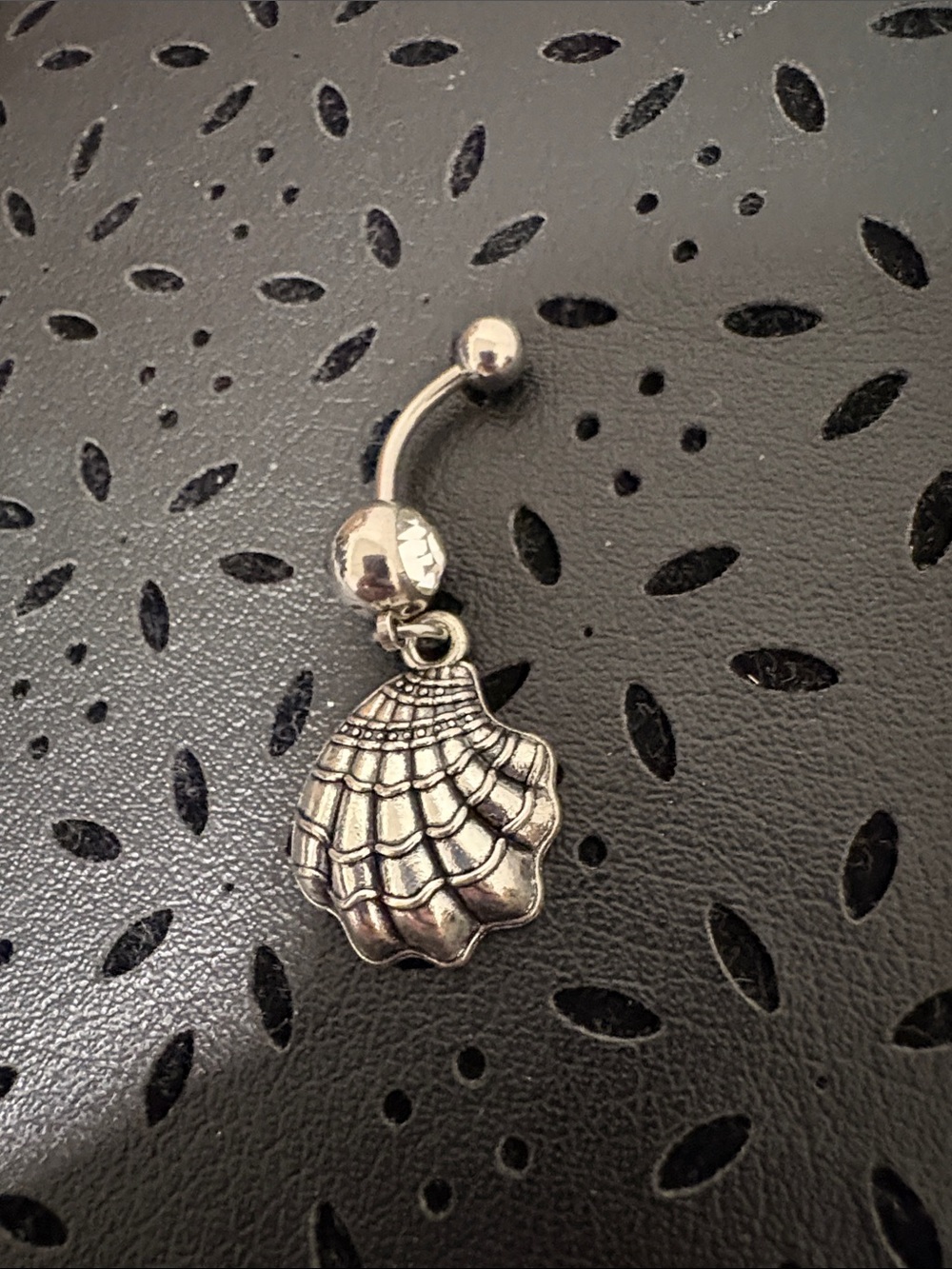 Silver Shell Charm Belly Button Ring - Women Jewelry